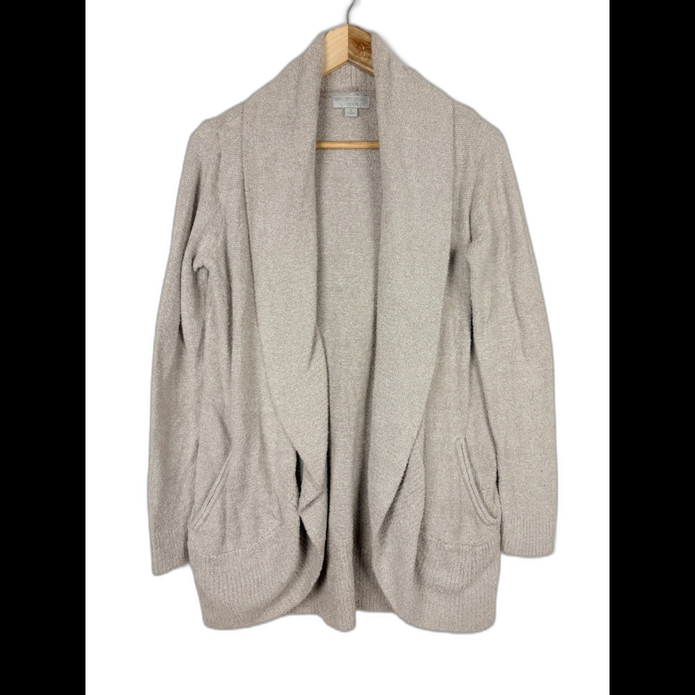 Barefoot Dreams CozyChic Lite Cardigan Blanket Wrap Sweater Beige Medium